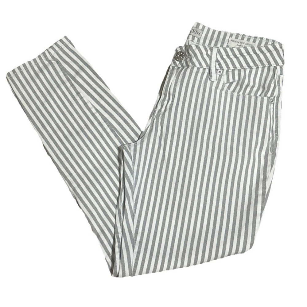 GUESS Women’s 31 Medium Rise Skinny Emma Fit Pin Striped Jeans Classic Casual - Picture 2 of 13